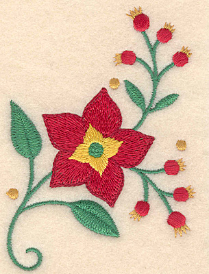Embroidery Design: Poinsetta and berries 2.77w X 3.88h