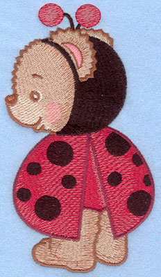 Embroidery Design: Ladybug bear standing large3.28w X 5.85h