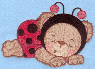 Embroidery Design: Ladybug bear sleeping large5.84w X 4.13h