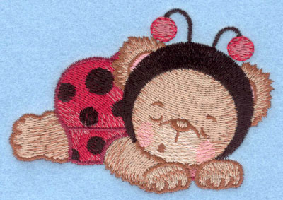 Embroidery Design: Ladybug bear sleeping small3.90w X 2.76h