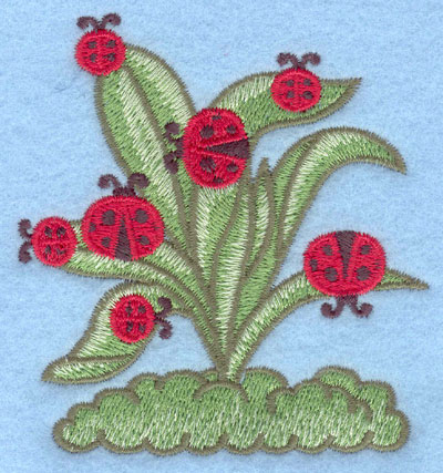 Embroidery Design: Ladybugs on plant large3.27w X 3.51h