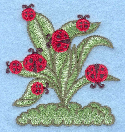 Embroidery Design: Ladybugs on plant small2.61w X 2.80h