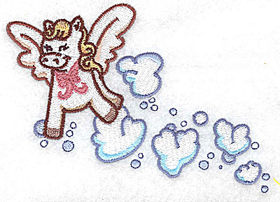 Embroidery Design: Pegasus playing in clouds large 4.96w X 3.54h