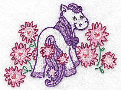 Embroidery Design: Pegasus and flowers large 4.97w X 3.79h