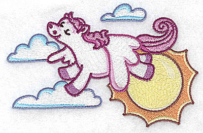 Embroidery Design: Pegasus with sun and clouds large 4.94w X 3.17h