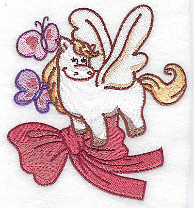 Embroidery Design: Pegasus with butterflies large 4.53w X 4.97h