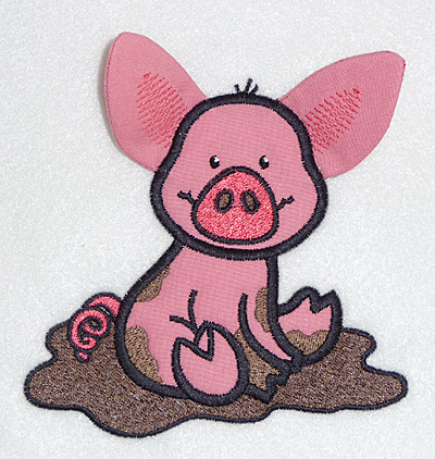 Embroidery Design: Pig in mud applique 4.74w X 4.50h