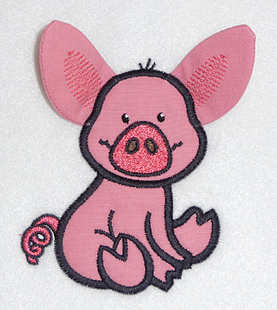 Embroidery Design: Pig applique 3.81w X 4.10h