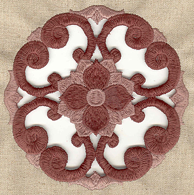 Embroidery Design: Floral swirl cutwork large 4.98w X 4.98h