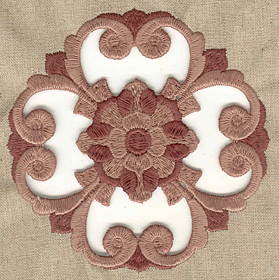 Embroidery Design: Flower and swirls cutwork large 4.98w X 4.98h