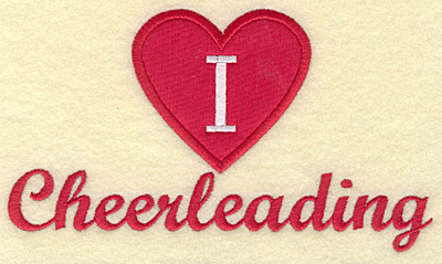 Embroidery Design: I love cheerleading large applique 6.97w X 4.00h
