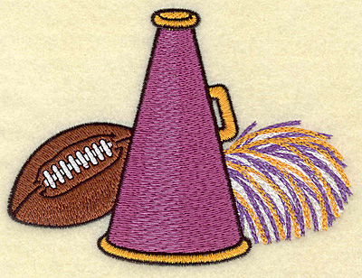 Embroidery Design: Football megaphone pom pom 4.99w X 3.72h