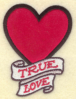 Embroidery Design: True love heart applique 2.67w X 3.56h