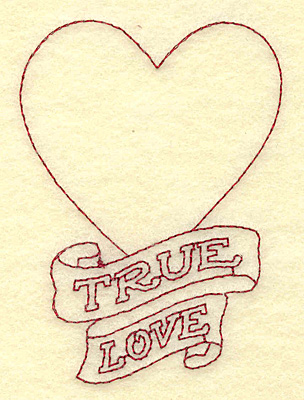 Embroidery Design: True love heart redwork 2.48w X 3.43h