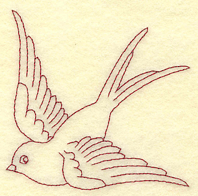Embroidery Design: Bird redwork 3.64w X 3.49h