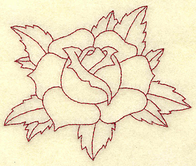Embroidery Design: Rose redwork 3.83w X 3.22h