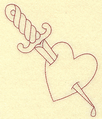Embroidery Design: Dagger in heart redwork 4.12w X 4.84h