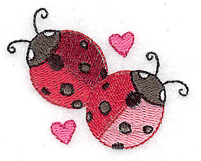 Embroidery Design: Ladybugs and hearts 2.33w X 1.86h