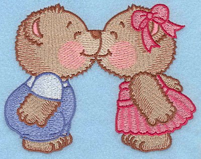 Embroidery Design: Bears kissing large  3.91"h x 5.00"w