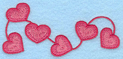 Embroidery Design: String of hearts large  1.92"h x 4.20"w