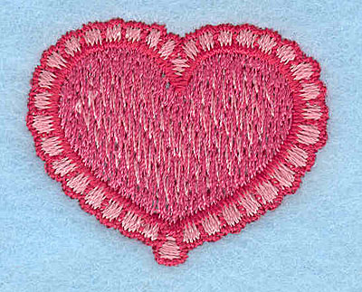 Embroidery Design: Heart with scalloped border  1.25"h x 1.51"w