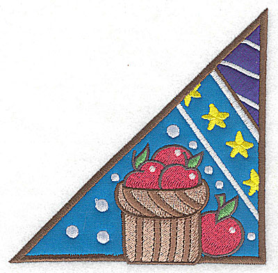 Embroidery Design: Corner basket of apples large 2 appliques 4.92w X 4.96h