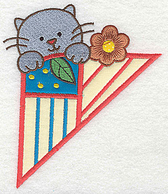 Embroidery Design: Corner kitten large 3 appliques 4.23w X 4.97h
