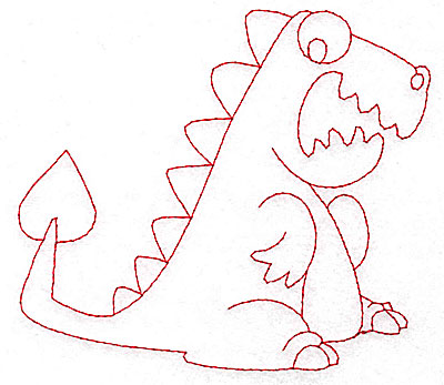 Embroidery Design: Dinosaur A redwork large 4.96w X 4.30h