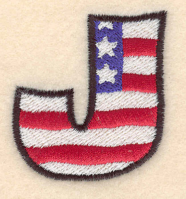 Embroidery Design: J large  2.01"h x 1.84"w