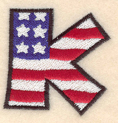 Embroidery Design: K large  2.05"h x 2.01"w