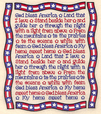 Embroidery Design: American song with banner frame  7.76"h x 6.65"w