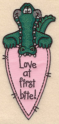 Embroidery Design: Alligator with applique heart 2.69w X 5.78h