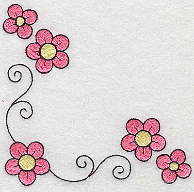 Embroidery Design: Floral corner swirls large 4.82w X 4.71h