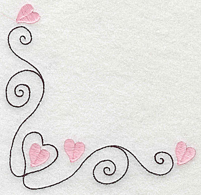 Embroidery Design: Corner heart swirl large 4.89w X 4.92h