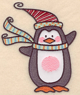 Embroidery Design: Penguin applique large5.00"H x 4.08"W