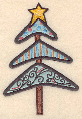 Embroidery Design: Christmas tree decorated applique5.00"H x 3.36"W