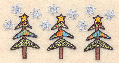 Embroidery Design: Christmas tree border2.54"H x 5.17"W