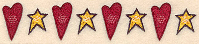Embroidery Design: Heart star border1.32"H x 6.56"W