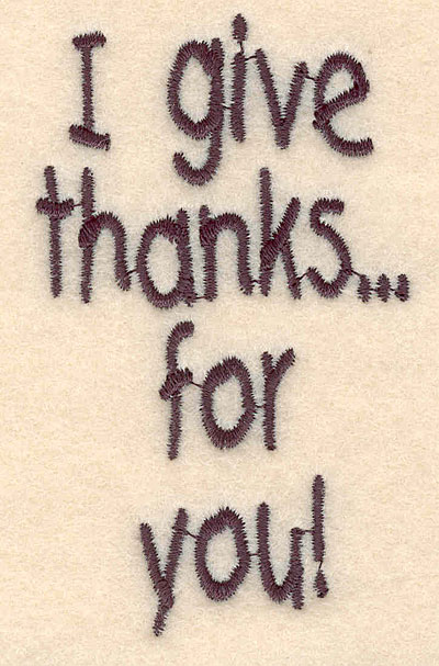 Embroidery Design: I give thanks large 2.08"w X 3.44"h