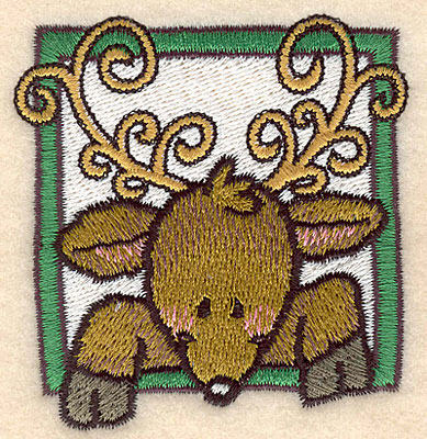 Embroidery Design: Reindeer head in frame large2.81w X 3.01h