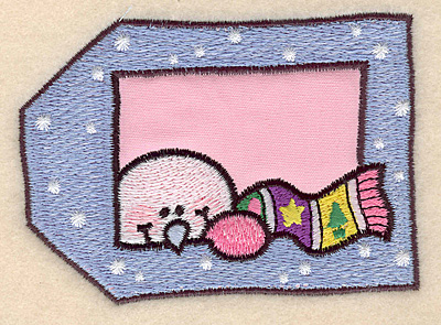 Embroidery Design: Snowman tag large applique 3.99"w X 2.90"h