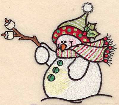 Embroidery Design: Snowman with marshmallows large4.55"H x 5.16"W