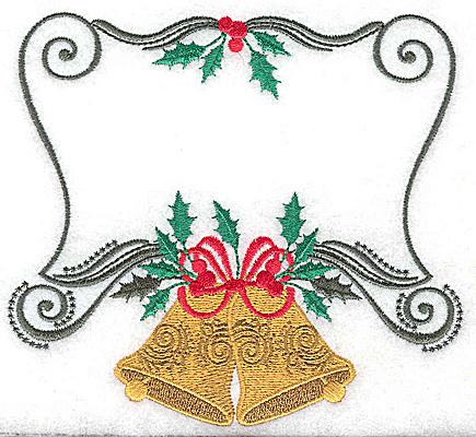 Embroidery Design: Christmas Bells with frame 5.47w X 4.96h