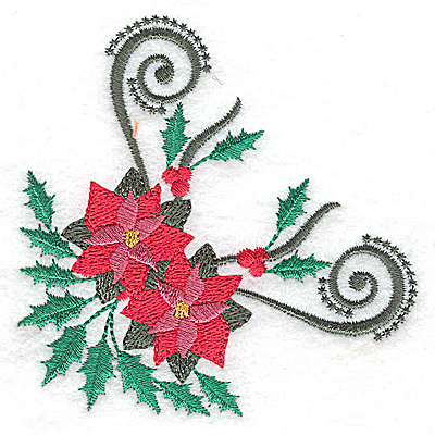 Embroidery Design: Poinsetta corner design 3.48w X 3.47h