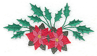 Embroidery Design: Poinsettas and holly 3.88w X 2.24h