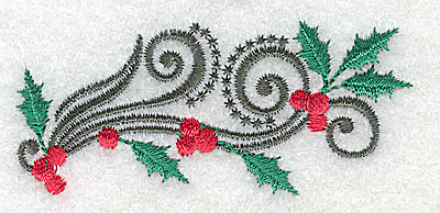 Embroidery Design: Small holly berries and swirls 2.95w X 1.30h