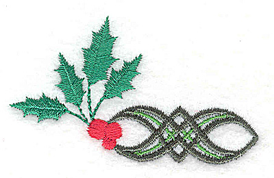 Embroidery Design: Holly berries with single patterned design 2.77w X 1.62h