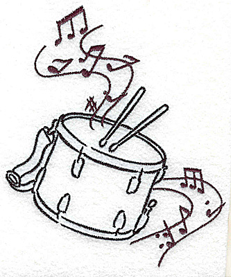 Embroidery Design: Snare drums with musical notes large 4.10w X 4.98h