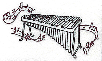 Embroidery Design: Xylophone with musical notes large 4.95w X 2.94h