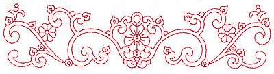 Embroidery Design: Redwork border design A large 9.74w X 2.34h